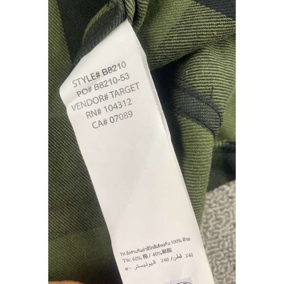 Burnside Men's Size Medium Army Green Black Flannel Shirt Plaid Long Sleeve NWT - Picture 11 of 13